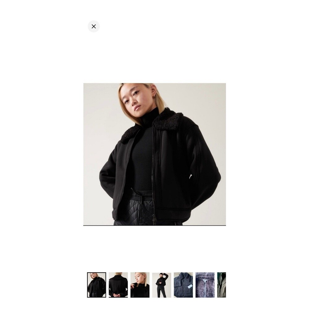 ATHLETA Jacket Womens XL Westbound Cozy Sherpa Fleece Lined Full Zip Black